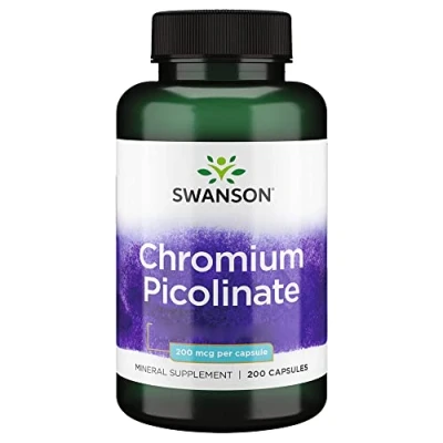Immagine di Swanson, Chromium Picolinate (Cromo Picolinato), 200mcg, Altamente Dosato, 200 Capsule, Testato in Laboratorio, Senza Soia, Glutine, Non OGM