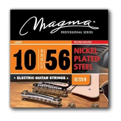 Immagine di Magma 1 set di corde per chitarra elettrica in acciaio nichelato tensione leggera 7 (10, 13, 17, 26, 36, 46, 56) stringhe Light (GE220N)