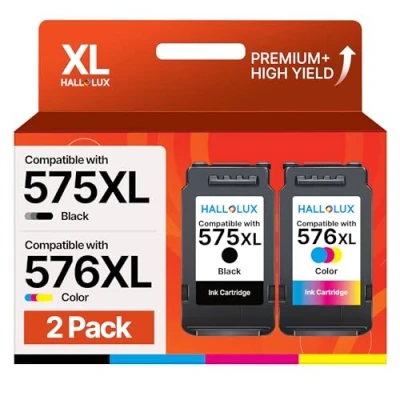 Immagine di HALLOLUX PG 575 XL CL 576XL Cartucce d&#039;inchiostro Sostituzione per Canon 576 Multipack PIXMA TS3550i TS3551i TR4750i TR4751i (Nero e Colore)
