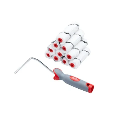 Immagine di ProDec Advance ARRF007 Mini rulli in microfibra a pelo medio con telaio per una finitura liscia, pittura pitture emulsione e macchie di legno su pareti interne, soffitti legno, 10,2 cm,