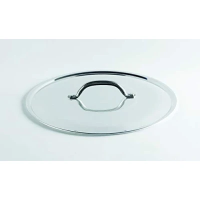 Immagine di Pentole Agnelli Alluminio 2 mm Coperchio Tondo con Ponticello senza Orlo, Lucido, Argento, 16 cm