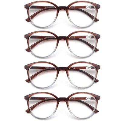 Immagine di Confezione da 4 Occhiali Lettura per Uomo Donna, Lente Trasparente Visione Chiara Montatura Leggera Moda Comodo Inclusa Tasca Gli