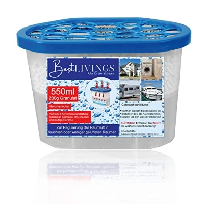 Immagine di Deumidificatore per ambienti con 230 g di granuli, fino a 50 m², assorbe 550 ml liquido, riutilizzabile,