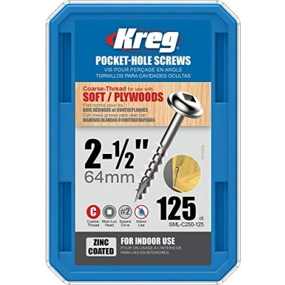 Immagine di Kreg 125 viti zincate 8 x 64 mm filettatura spessa Maxi Loc quadrata