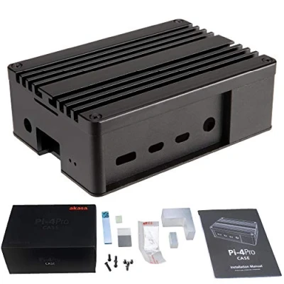 Immagine di Akasa Pi 4 Pro, custodia in puro alluminio per Raspberry 4, Rpi con raffreddamento passivo A rumore, dissipatore di calore modello B, kit termico incluso, RA08 M2B
