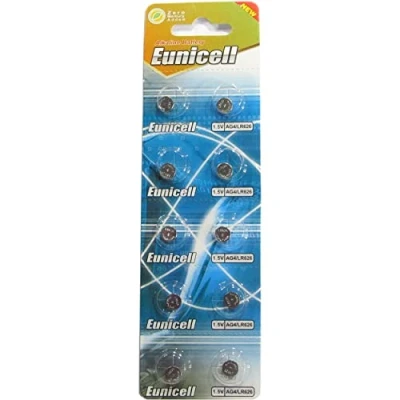Immagine di 10 Eunicell AG4 / LR66 177/377 LR626 Batterie a bottone lunga durata 0% mercurio (Data di scadenza marcata)