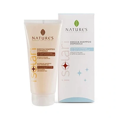 Immagine di NATURE&#039;S iSolari Doccia Shampoo Doposole, Bagnoschiuma Dopo Sole Corpo e Capelli, con Acqua di Melone Latte Albicocca, 200 ml