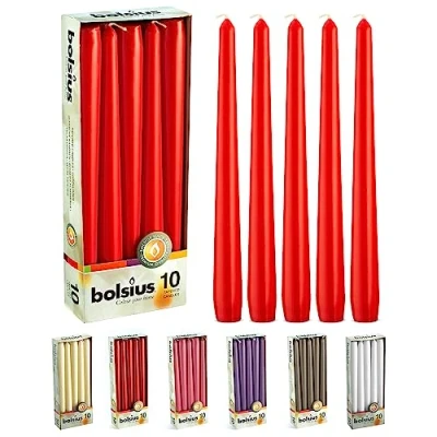 Immagine di Ivyline Bolsius 103600352241 Candele 245 x 24 mm, confezione da 10, colore: Rosso