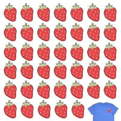 Immagine di 40 toppe ricamate alla fragola, abbigliamento per bambini da applicare con ferro stiro, fai te bambini, termoadesive riparare giacche e jeans