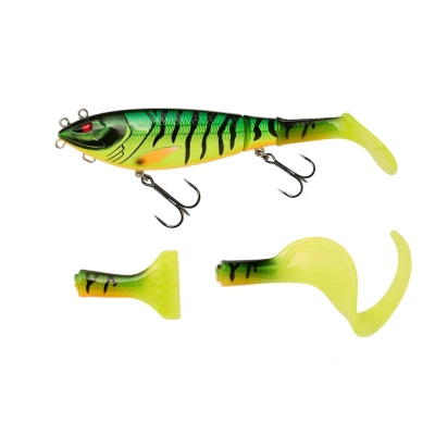 Immagine di Berkley Zilla Tailswinger, amo da pesca, esca dura, la prima coda snodata sul mercato con incredibile azione di nuoto e grande versatilità, pesca predatore, luccio, unisex, Firetiger, 56 g, 140 mm