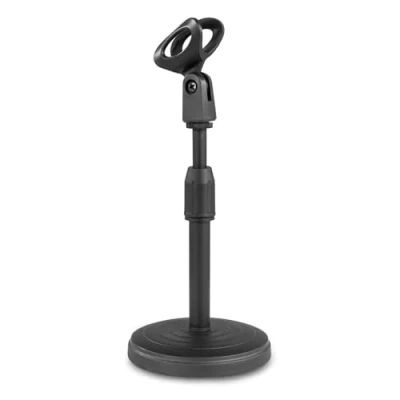 Immagine di Vonyx TS03 supporto microfono per tavolo Nero, regolabile in altezza, con morsetto orientabile, piede universale e antiscivolo, ideale streaming audio o conferenze