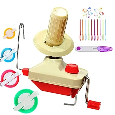 Immagine di avvolgitore per palline di filato, manuale lana a sfera in fibra filato Swift mano famiglia + 1PS forbici+1 Set 4 Taglia pompon 20PCS plastic pin buckle