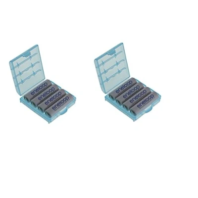 Immagine di Panasonic 8 batterie stilo tipo AA, 2000 mAh, BK 3MCCE (min. 1900 mAh), con 2 custodie HEIBA Electronics