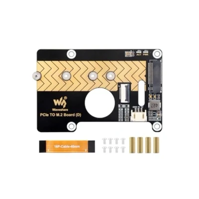 Immagine di PCIe a M.2 Adattatore Scheda per Raspberry Pi 5, Compatibile con NVMe Protocollo SSD 2280/2260/2242/2230, Supporto PCI Ex1 Gen2/3 Modalità, Velocità di Trasferimento Dati 8Gbps