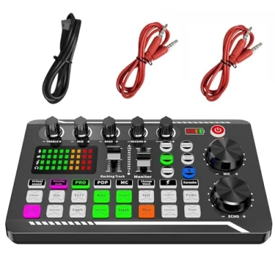 Immagine di Mixer audio, Scheda Interfaccia Audio Streaming dal Mic Game P, Rgb Pc Interface Volume Fader, Suono personalizzato per cantare Podcast Registrazione