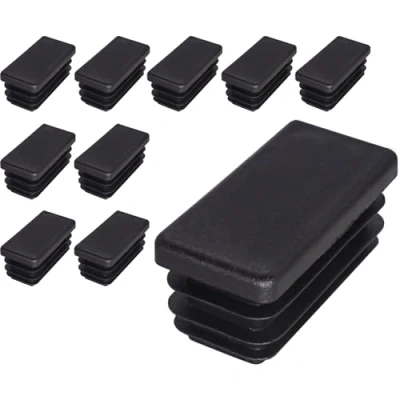 Immagine di SKIR&#039;CO tappi rettangolari in plastica, 20 x 40 mm, opachi, inserti per tubi rettangolari, pali di recinzione, colore nero RAL 9005, 10 pezzi