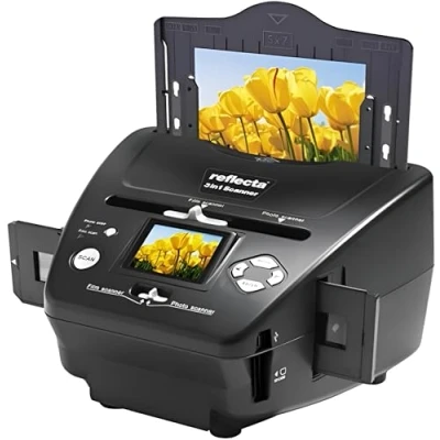 Immagine di Reflecta 3 in 1 Scanner per Diapositive, Negativi e Stampe su carta CMOS 8MP, Risoluzione 2300 dpi, Display LCD 2.4 Pollici, Correzione Esposizione Automatica/Manuale