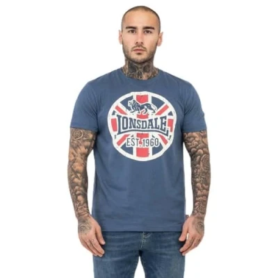 Immagine di Lonsdale Normale Passform Lunklet Tshirt con stampa, Uomo, Taglia: Large, Navy ecru red