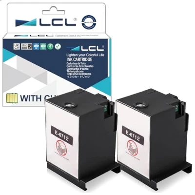 Immagine di LCL T6712 C13T671200 Scatola di manutenzione Compatibile con Epson WorkForce Pro WF 8090DW 6090DW 6090DTWC 6090D2TWC 6590DWF Series 6590DTWFC 6590D2TWFC (2Nero)