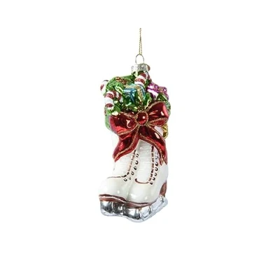 Immagine di Kaemingk Decorazione per albero di Natale, in vetro, 15 cm, con palline colore: rosso, bianco