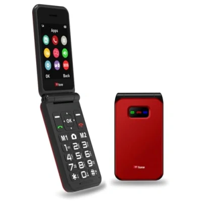 Immagine di TTfone TT760 Telefono Cellulare 4G a Flip con Grandi Pulsanti per Anziani e Pulsante di Assistenza d&#039;Emergenza Semplice Sbloccato (con cavo USB, Rosso)