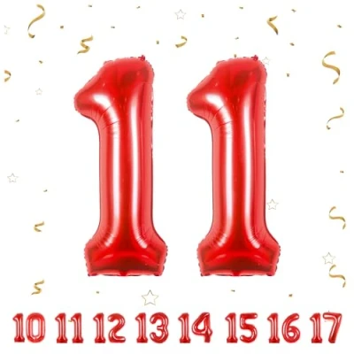Immagine di Palloncini Compleanno 11 anni Verde 101 CM Palloncino Numero Gonfiabile in Foil Decorazioni di un uomo donna Vola con l&#039;Elio