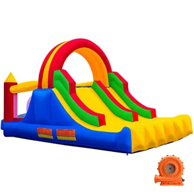 Immagine di Ballsea Grande castello gonfiabile con soffiatore, trampolino, rock climbing slide divertimento per bambini dai 3 ai 10 anni, A bouncy castle suitable for both indoor and outdoor use. 488x223x220cm