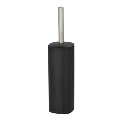 Immagine di WENKO Set WC Alassio, portascopino chiuso incluso, testina sostituibile Ø 8,5 cm di colore nero, in acciaio inox satinato resistente contro la ruggine, 9,3 x 39,2 cm, nero opaco