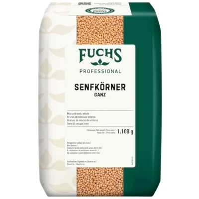 Immagine di Fuchs Professional Semi di senape, interi, per affettare marinate, zuppe e salse, Qualità professionale consumatori sfusi, 1,1 kg in sacchetto riciclabile
