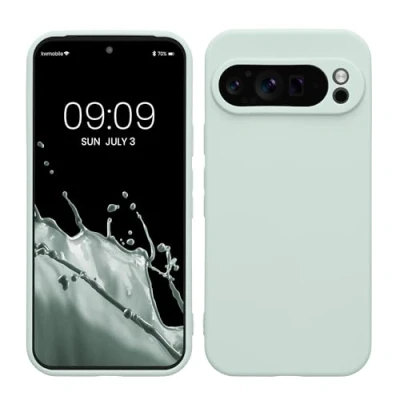 Immagine di kwmobile Custodia Compatibile con Google Pixel 9 Pro Cover Back Case per Smartphone in Silicone TPU Protezione Gommata menta freddo