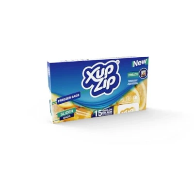 Immagine di XupZip Sacchetti per Congelatore Alimenti di Alta Qualità, Riutilizzabili, in Plastica Resistente, Sigillo Bambù Ermetico e Prova Perdite, Senza BPA, Galloni / 4,55 L 20