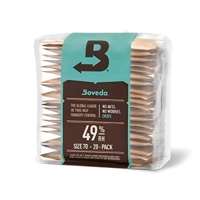 Immagine di Boveda per strumenti musicali regolatore di umidità a 2 vie sostitutivo UR 49% inserto in tessuto Formato 70 legno corda o archi Previene crepe e deformazioni 20 pezzi con confezione richiudibile