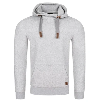 Immagine di riverso RIVNiklas Felpa da Uomo con Cappuccio, Tasche a Marsupio, Colletto Cross Over, Regolare, Tinta Unita, in Cotone, Turbid Blue, S
