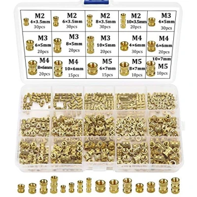Immagine di beihuazi® 330 inserti filettati M2 M3 M4 M5 filettatura interna dadi zigrinati in ottone, per parti plastica di pressione 3D
