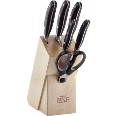 Immagine di BSF 19911 000 0 Set di Coltelli con Ceppo 7 Pezzi, Acciaio, Nero