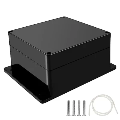 Immagine di Therlan scatola di giunzione esterna impermeabile, 7 dimensioni a scelta, da parete, IP65, giunzione, derivazione, colore nero (16x16x9 cm)