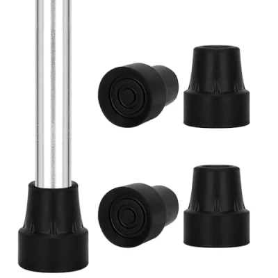 Immagine di supregear Punte in Gomma (Confezione da 4), 19 mm Antiscivolo con Inserti Metallo Accessori per Bastone Passeggio, Nero