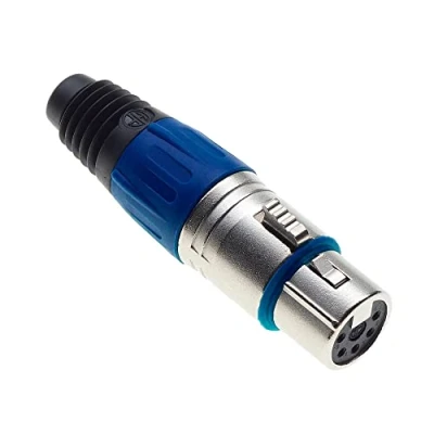 Immagine di Keple Presa XLR A 5 Poli, Blu Jack Audio Microfonica Femmina DMX, Adattatore Nichelato, Connettore Di Costruzione Metallica Con Alloggiamento In Plastica