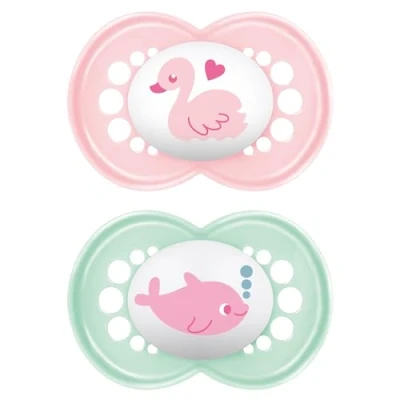 Immagine di MAM Original Ciuccio in Set da 2, Caucciù con Custodia Porta Succhietto, 6 16 Mesi, Rosa