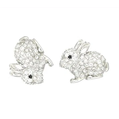 Immagine di Findout F1836 Orecchini da donna in argento Sterling 925 con zirconia cubica, a forma di coniglietto, per bambine, ragazze, donne