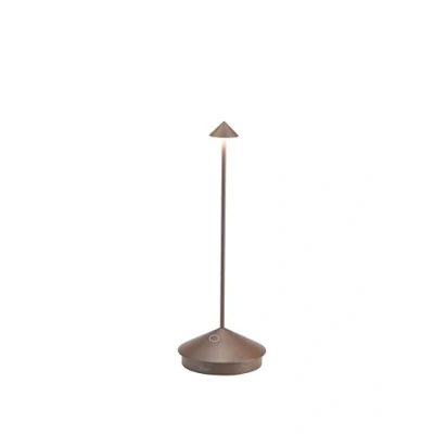 Immagine di Zafferano, Pina Pro Lamp, Lampada da tavolo ricaricabile senza fili con comandi touch, adatta per interni ed esterni, dimmerabile, 2200 3000 K, altezza 29 cm, colore corten