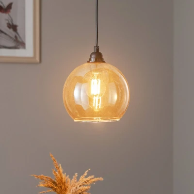 Immagine di Lampada a sospensione Jaxson D20cm Metallo nero e vetro fumé Menzzo