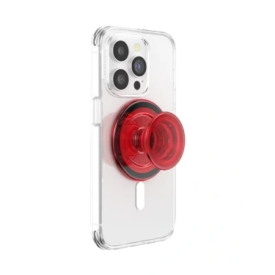 Immagine di PopSockets Impugnatura per cellulare compatibile con MagSafe, anello adattatore MagSafe incluso, supporto telefono, ricarica wireless, rosso traslucido (Danger Red)