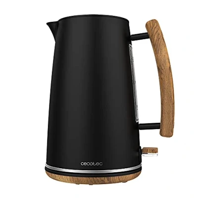 Immagine di Cecotec Bollitore elettrico 400 Black Woody. 1,7 L, 3000 W, acciaio inossidabile, BPA libero, base di svolta a 360º, filtro antico rimovibile, sistema sicurezza