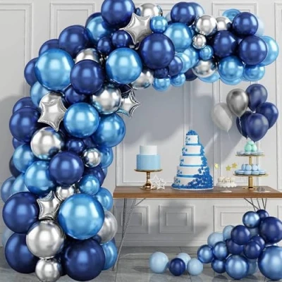 Immagine di Kit Arco Palloncini Blu Navy, 97 Pezzi Navy Argento Palloncino Ghirlanda con Agata Nera per Ragazzi Feste Di Compleanno, Space Party, Baby Shower, 1 Laurea Decorazioni