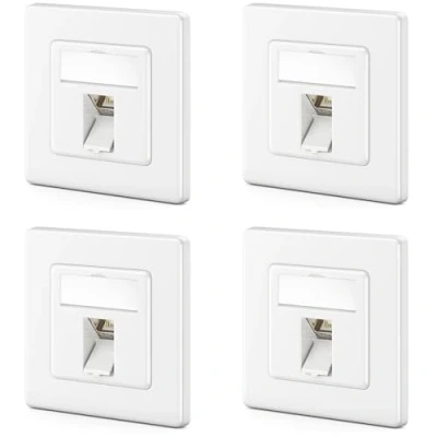 Immagine di deleyCON 4x Set di Prese Rete Keystone per CAT8 2000 MHz 40 GBit/s da Incasso Presa e Modulo con RJ45 STP Struttura in Metallo Cavi Dati d&#039;Installazione