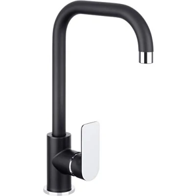 Immagine di Aquae NERSC5 Cornat Miscelatore monocomando per lavello Noir, Black Edition, Robusto Corpo in ghisa pressofuso, Colore: Nero Opaco/Cromato