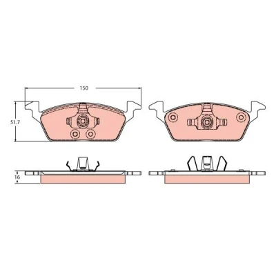 Immagine di TRW GDB2426 Kit pastiglie freno Non predisposto per contatto segnalazione usura