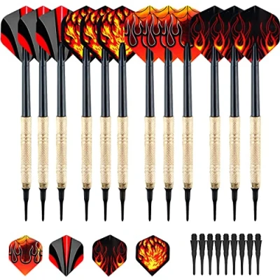 Immagine di 12 Pezzi Freccette Morbide Professionali Punta Plastica 14g,SUPRROW Set di con Morbida per Elettroniche 100 Punte