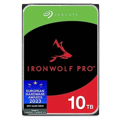Immagine di Seagate IronWolf Pro, 10TB, Unità disco interna NAS classe Enterprise SATA CMR da 6GBit/s, 3,5&quot;, 7.200 giri/min, sistemi RAID, servizi Rescue, imballaggio senza frustrazioni (ST10000NTZ01)